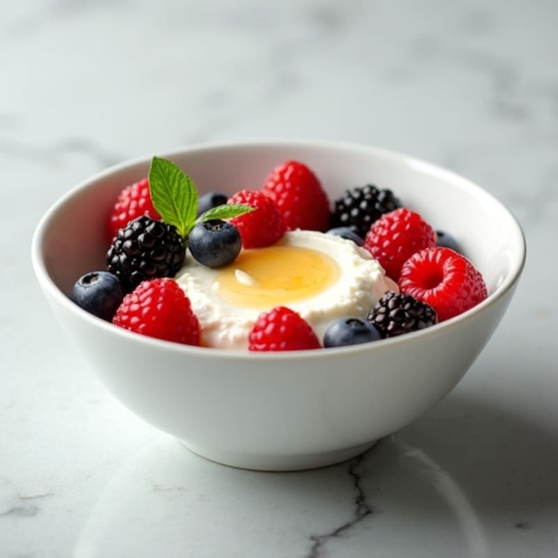 Greek Yogurt and Cottage Cheese Protein Bowl with Mixed Berries