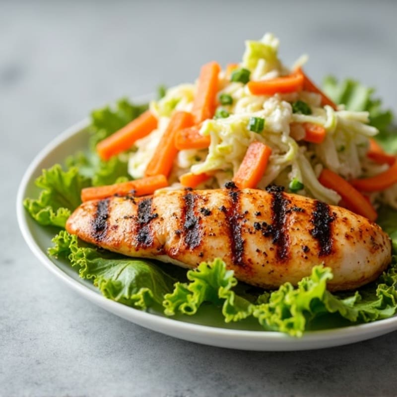 Grilled Chicken Breast with Crunchy Cabbage Slaw