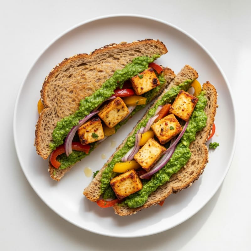 Paneer Tikka Sandwich with Mint Chutney