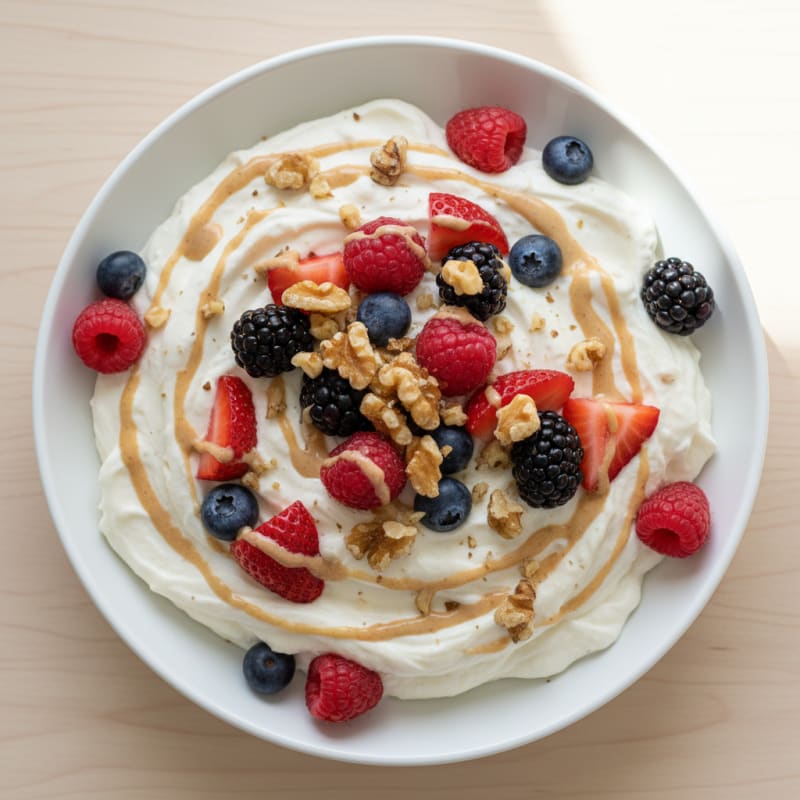 Silky Greek Yogurt Protein Mousse with Mixed Berries