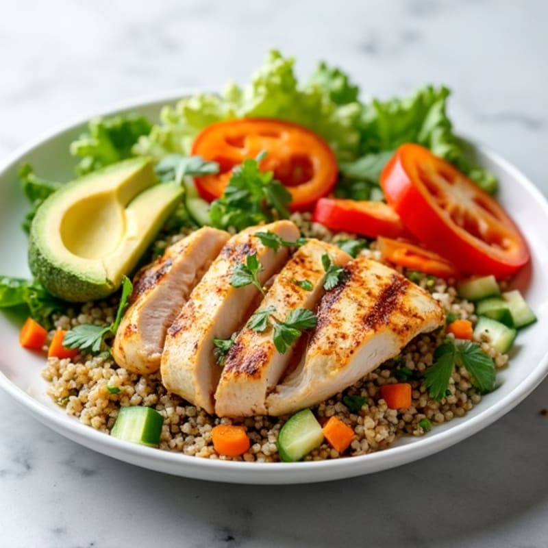 Grilled Chicken and Quinoa Salad with Crunchy Vegetables
