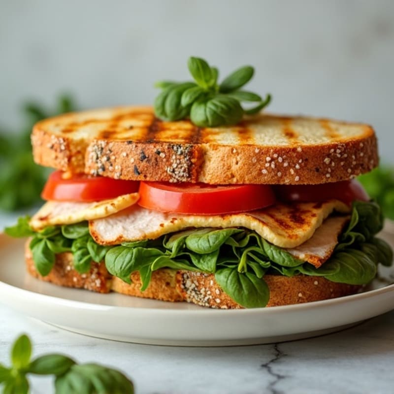 Healthy Crispy Grilled Turkey Pesto Sandwich