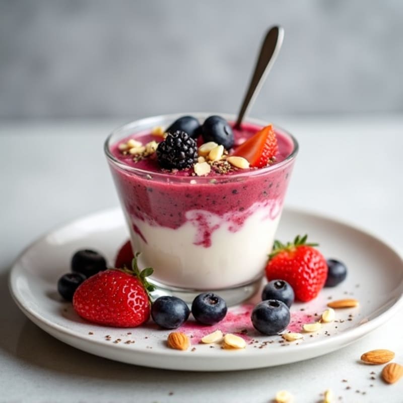Greek Yogurt Protein Parfait with Mixed Berries and Almonds