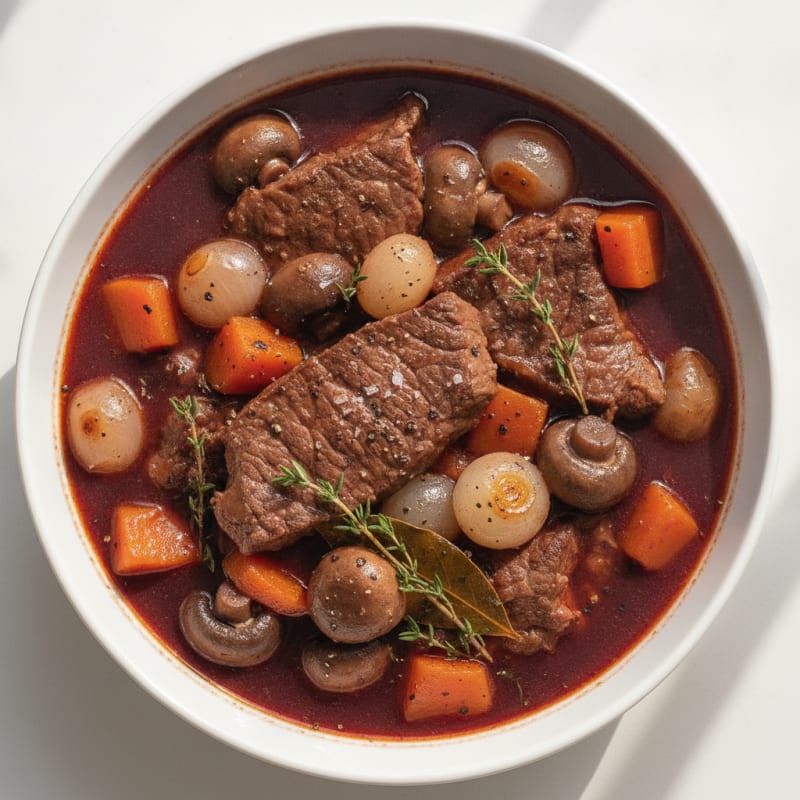 Classic Beef Bourguignon with Pearl Onions