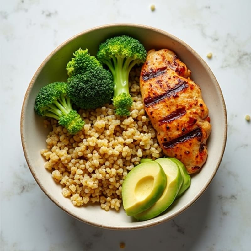 Grilled Chicken and Quinoa Power Bowl with Roasted Broccoli