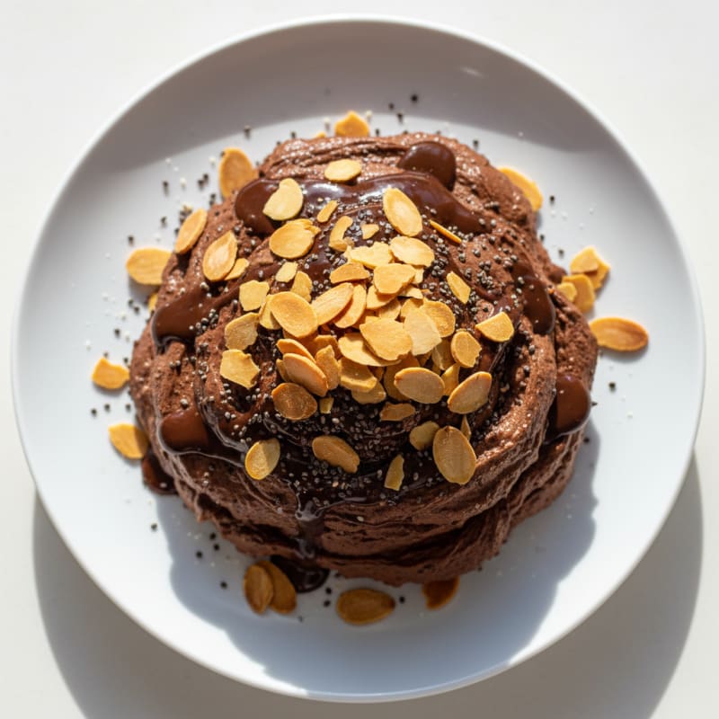 Chocolate Greek Yogurt Protein Mousse with Toasted Almonds