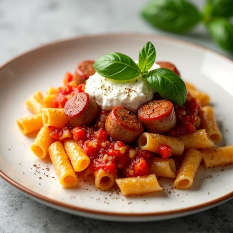 Lean Italian Sausage Ragu with Whole Wheat Pasta and Fresh Basil