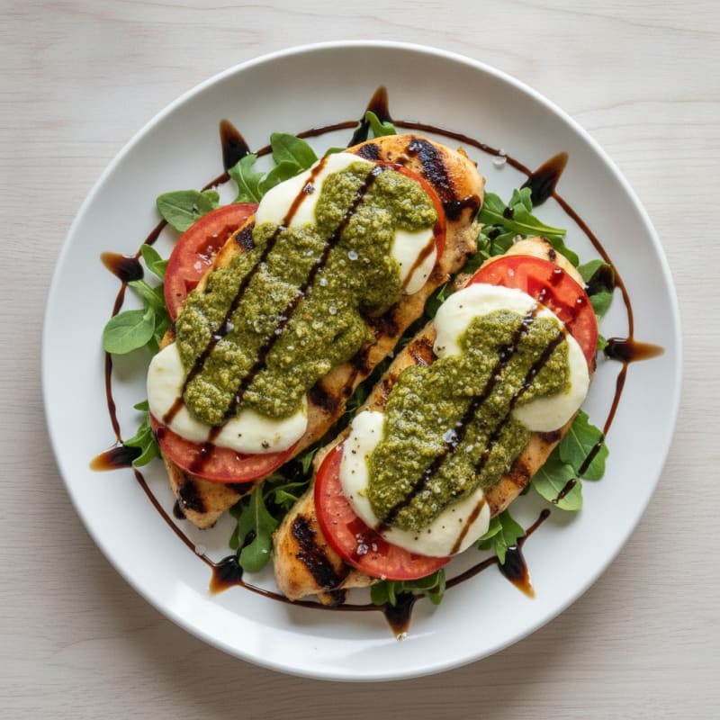Grilled Pesto Chicken with Tomato Mozzarella