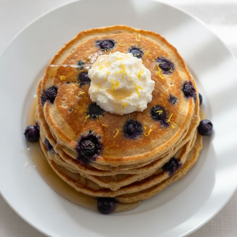 Blueberry Ricotta Pancakes with Lemon Zest