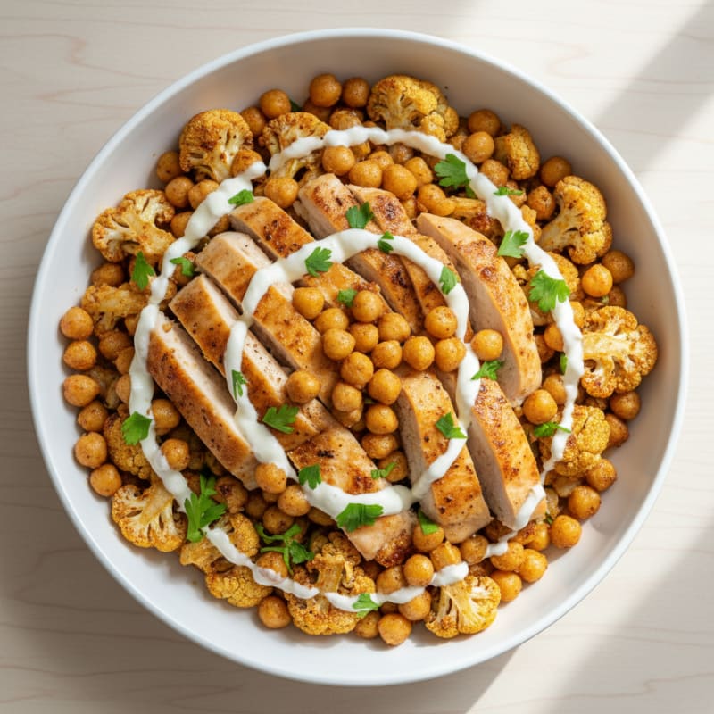 Zesty Roasted Cauliflower and Chickpea Bowl