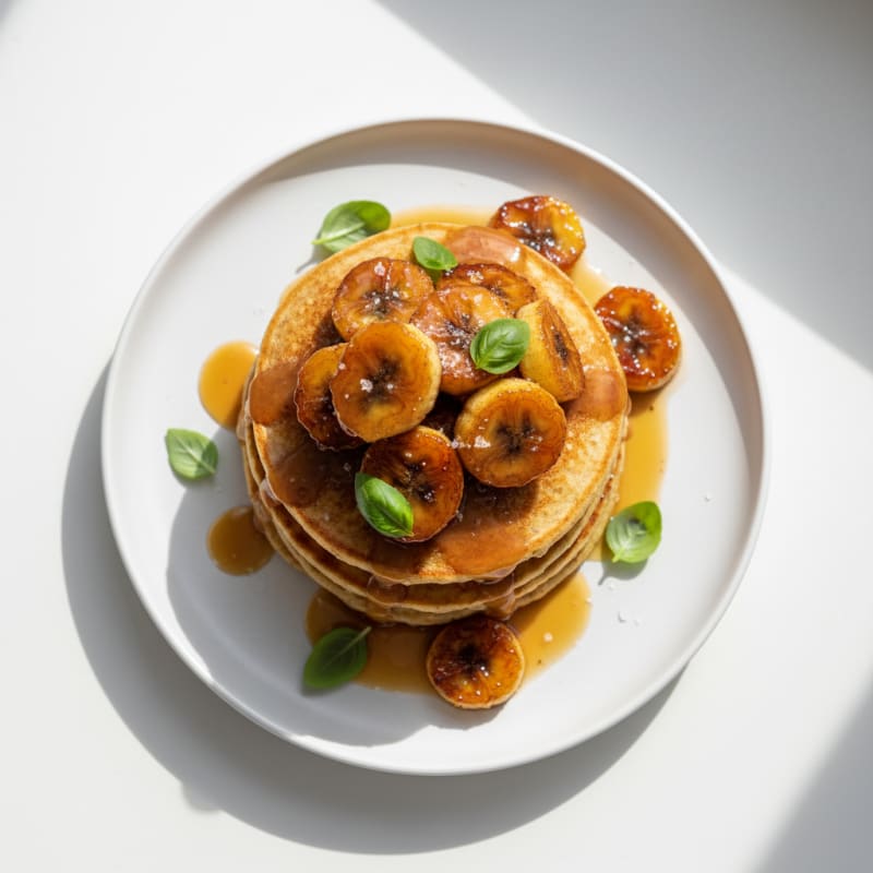 Golden Caramelized Banana Pancakes