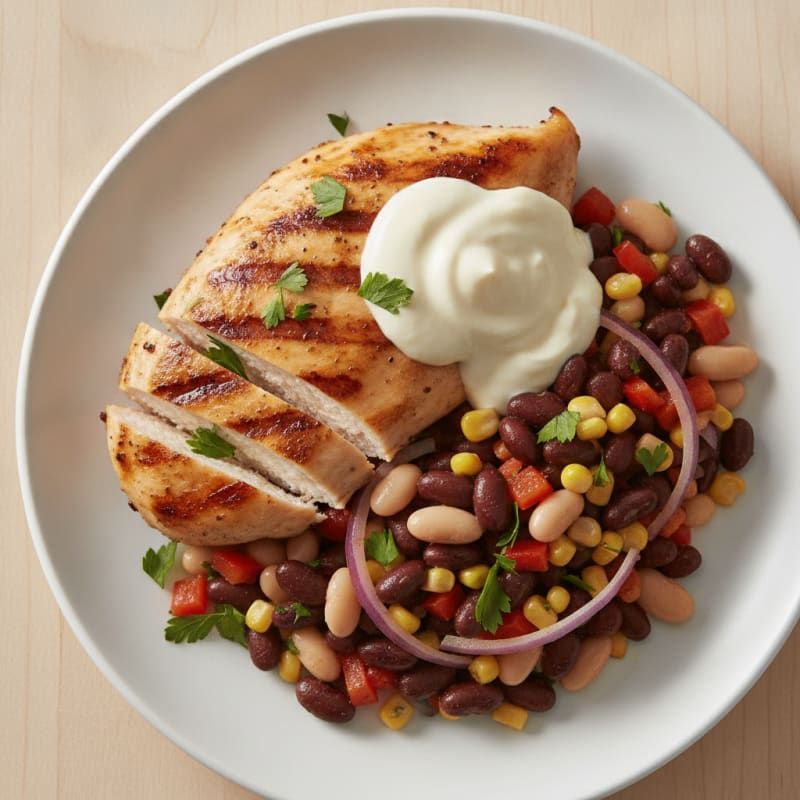 Grilled Chicken Breast with Mixed Bean Salad