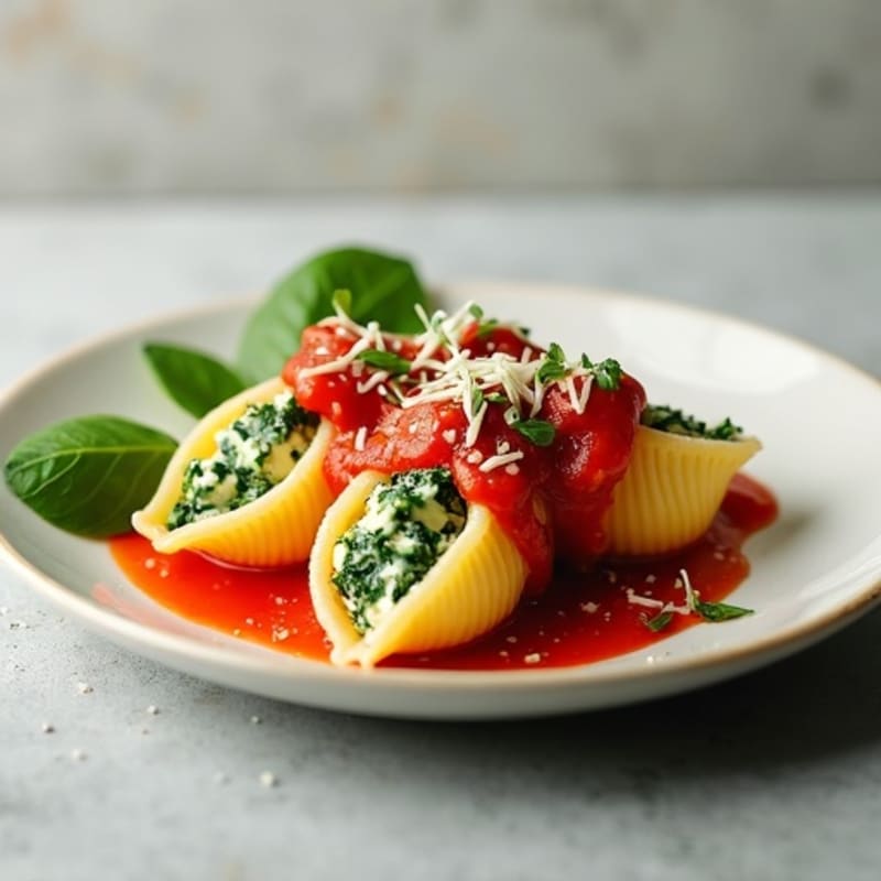Creamy Ricotta-Spinach Stuffed Pasta Shells
