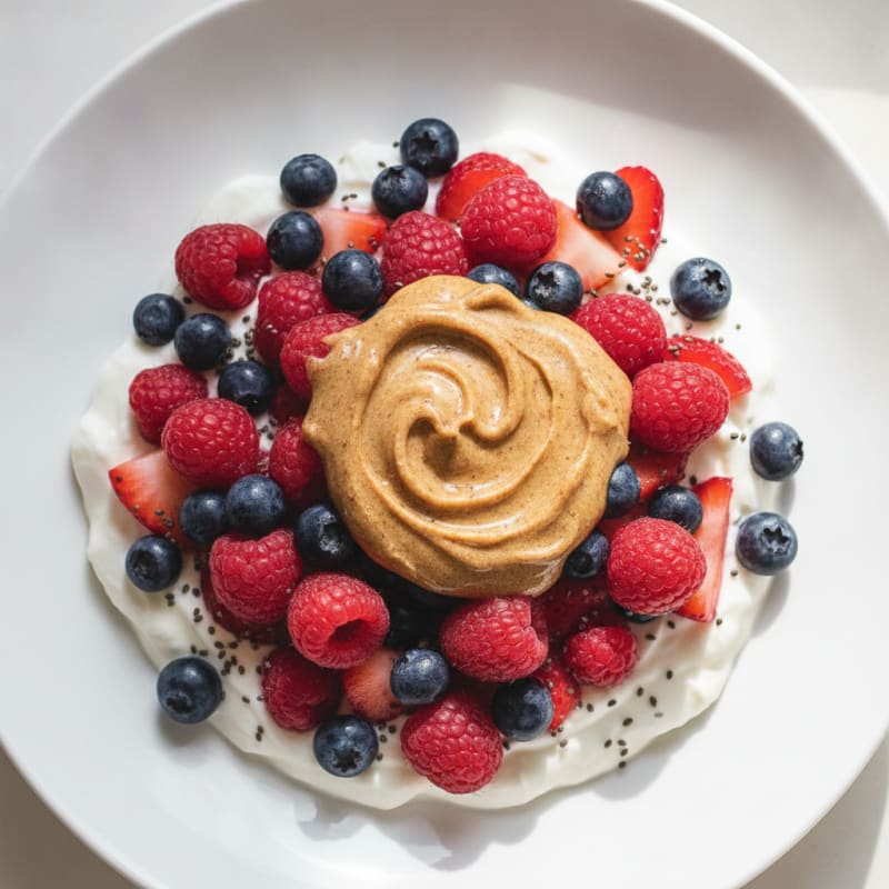 Greek Yogurt Parfait with Mixed Berries and Almond Butter
