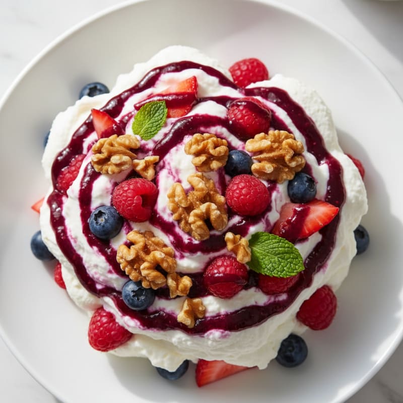 Greek Yogurt Protein Mousse with Mixed Berries