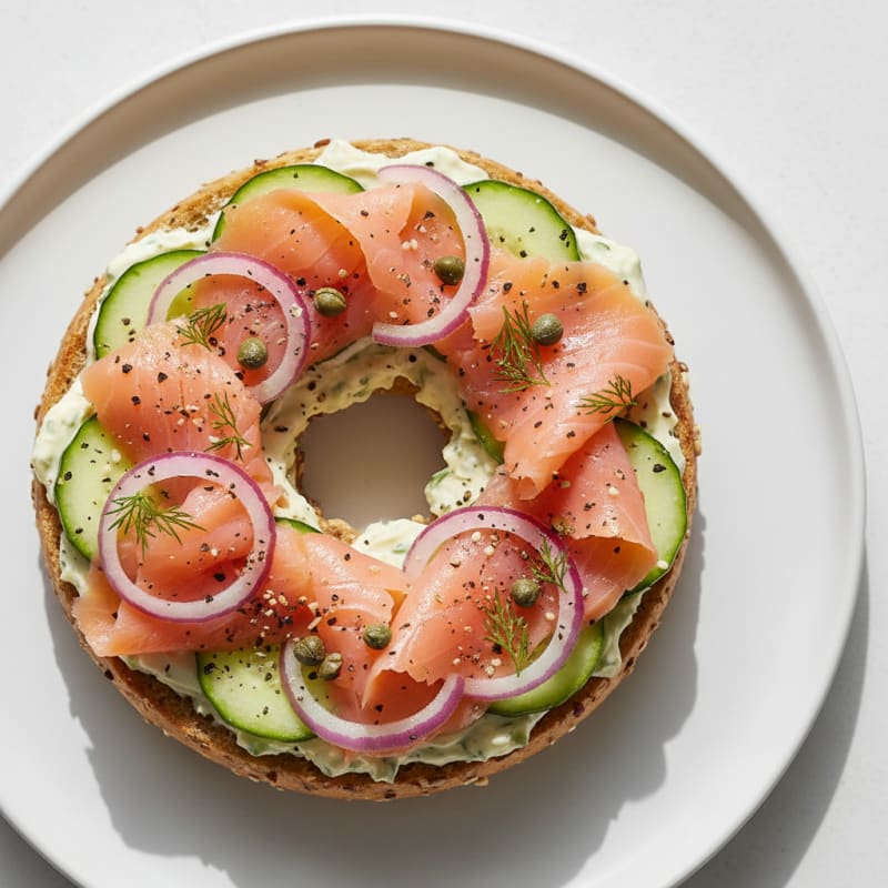 Creamy Smoked Salmon Everything Bagel