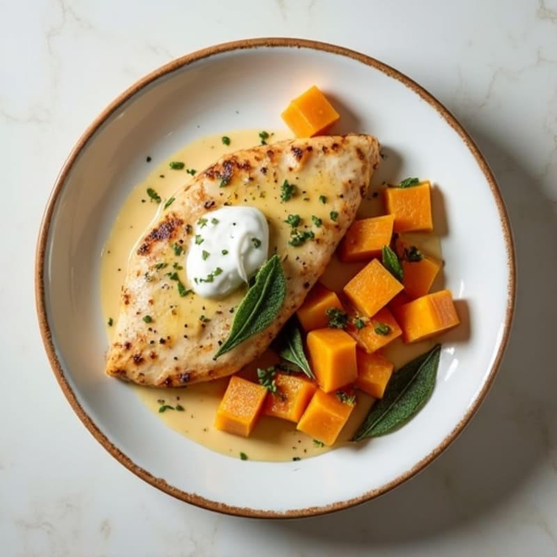 Creamy Chicken with Roasted Butternut Squash and Sage