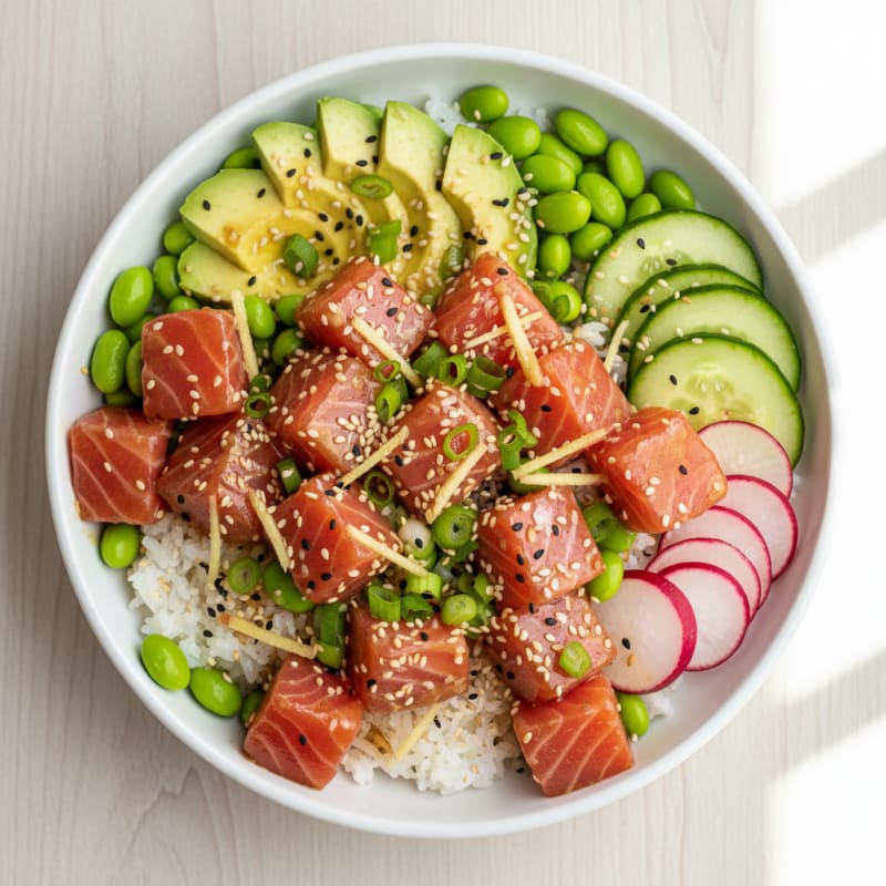 Zesty Salmon Poke Rice Bowl