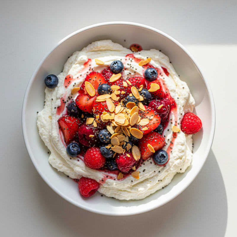 Greek Yogurt Protein Mousse with Mixed Berries