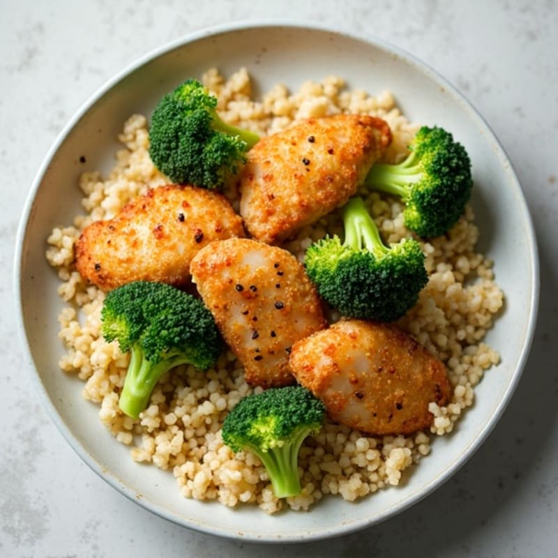 Crispy Chicken and Broccoli Cauliflower Fried Rice