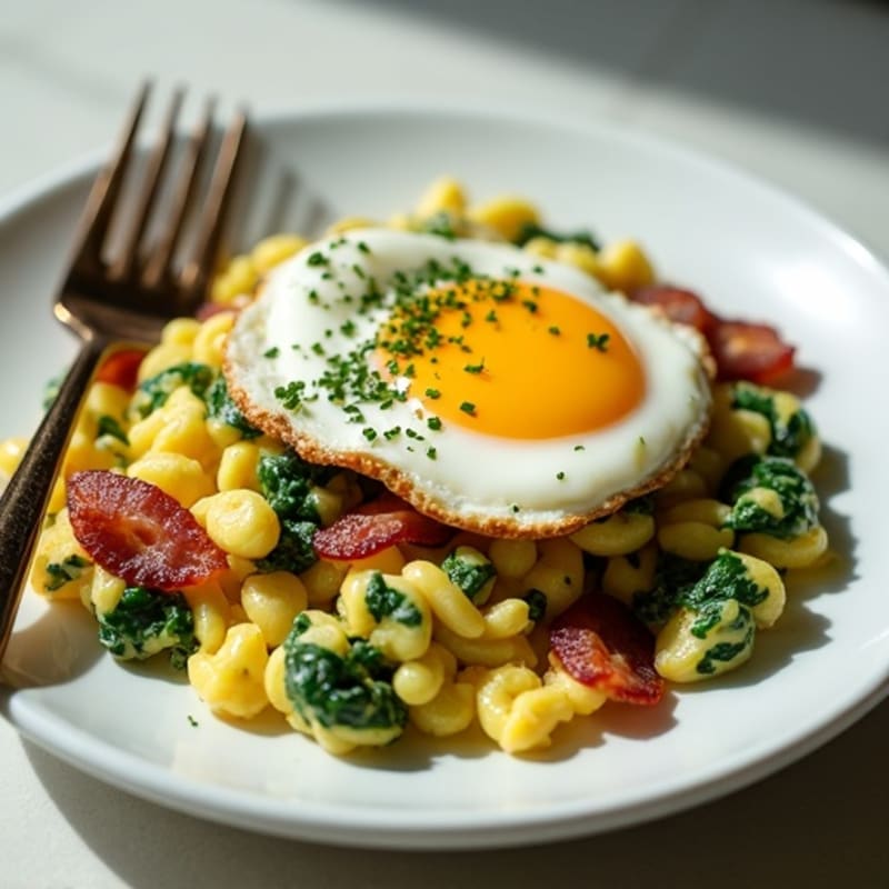 Egg White Spinach Scramble with Cottage Cheese and Turkey Bacon