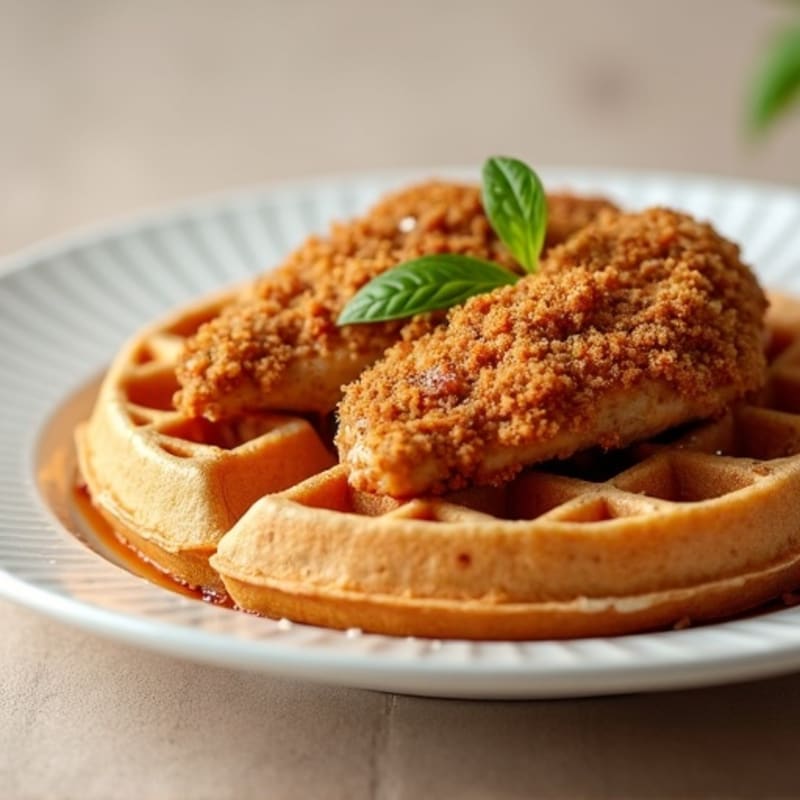 Crispy Baked Chicken with Fluffy Whole Wheat Waffles