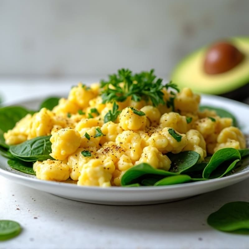 Scrambled Egg Whites with Chicken Breast, Spinach & Avocado