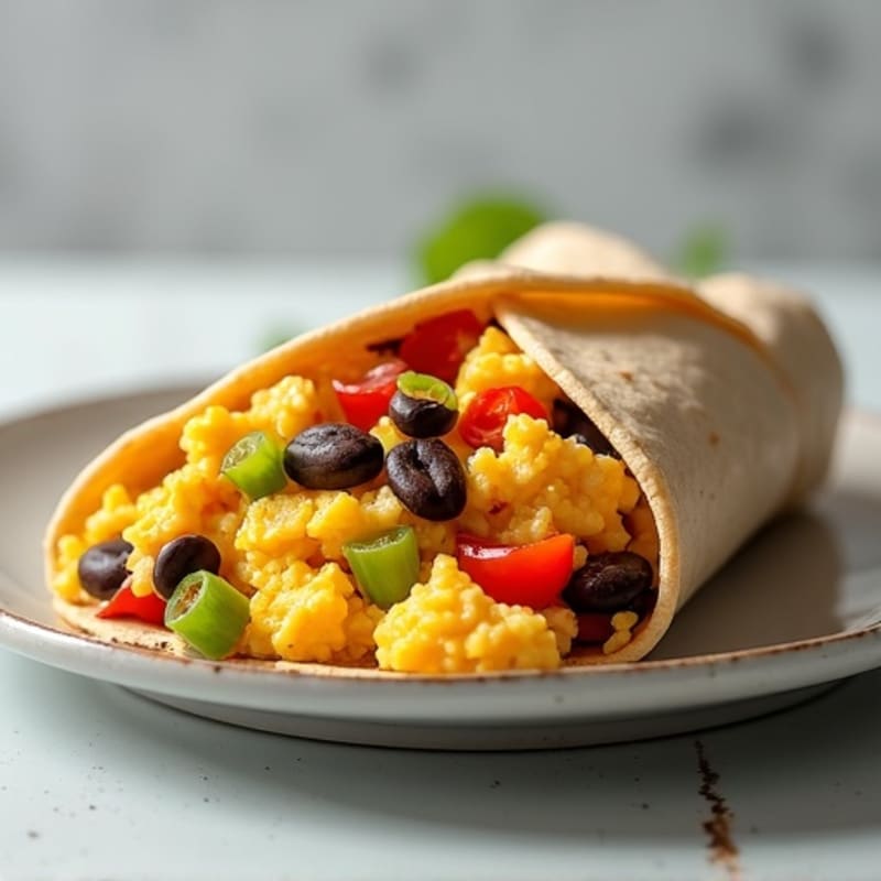 Hearty Egg and Black Bean Breakfast Burrito