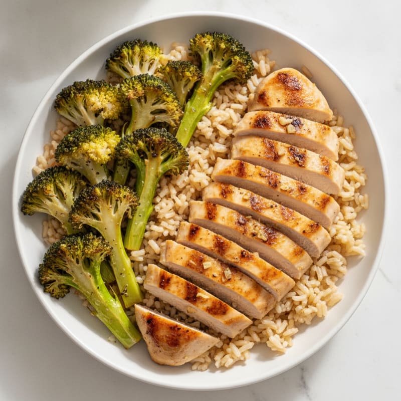 Grilled Chicken Rice Bowl with Roasted Broccoli