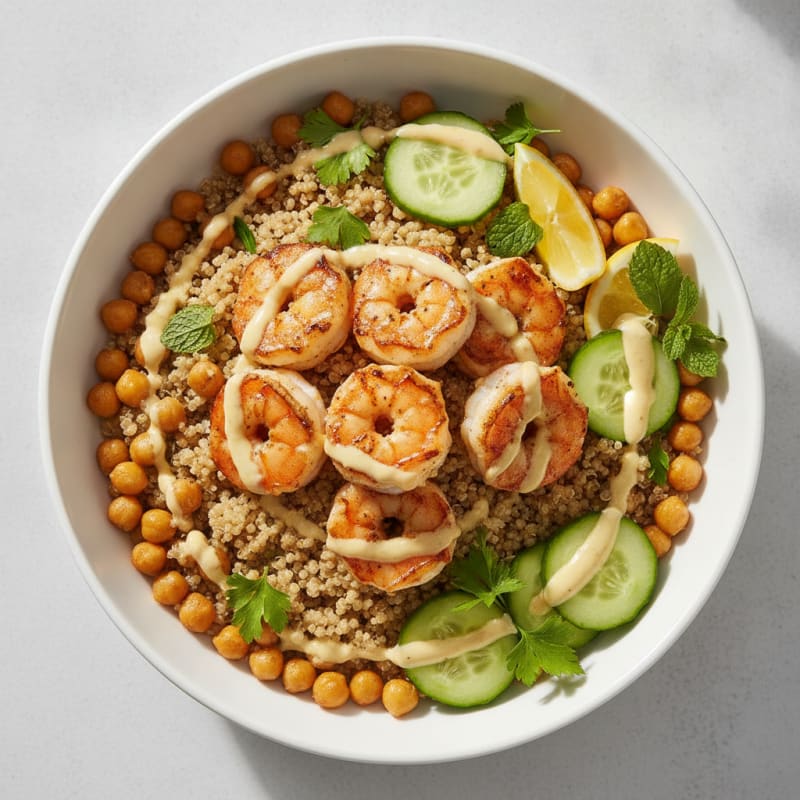 Chickpea and Quinoa Power Bowl with Lemon-Tahini Dressing