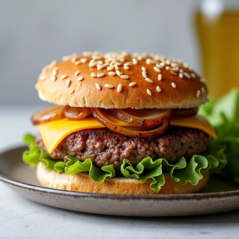 Lean Grass-Fed Smashed Burger with Caramelized Onions