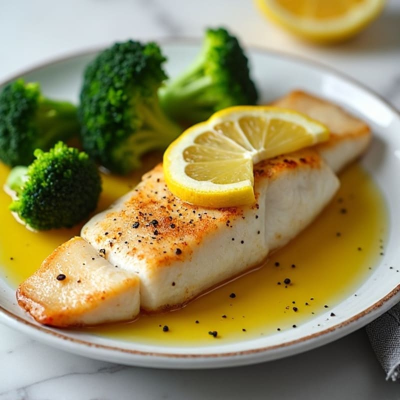 Seared Tilapia with Steamed Broccoli and Lemon