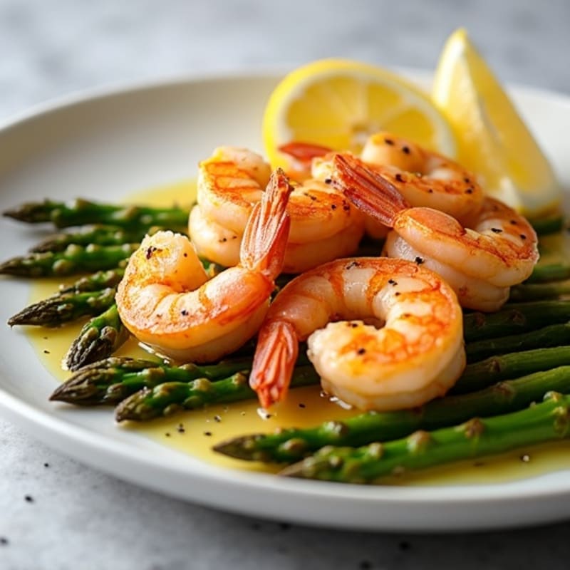 Pan-Seared Lemon Garlic Shrimp with Roasted Asparagus