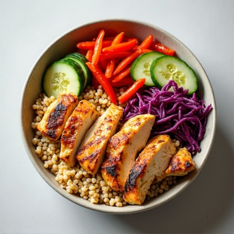 Grilled Chicken and Quinoa Power Bowl with Crunchy Vegetables