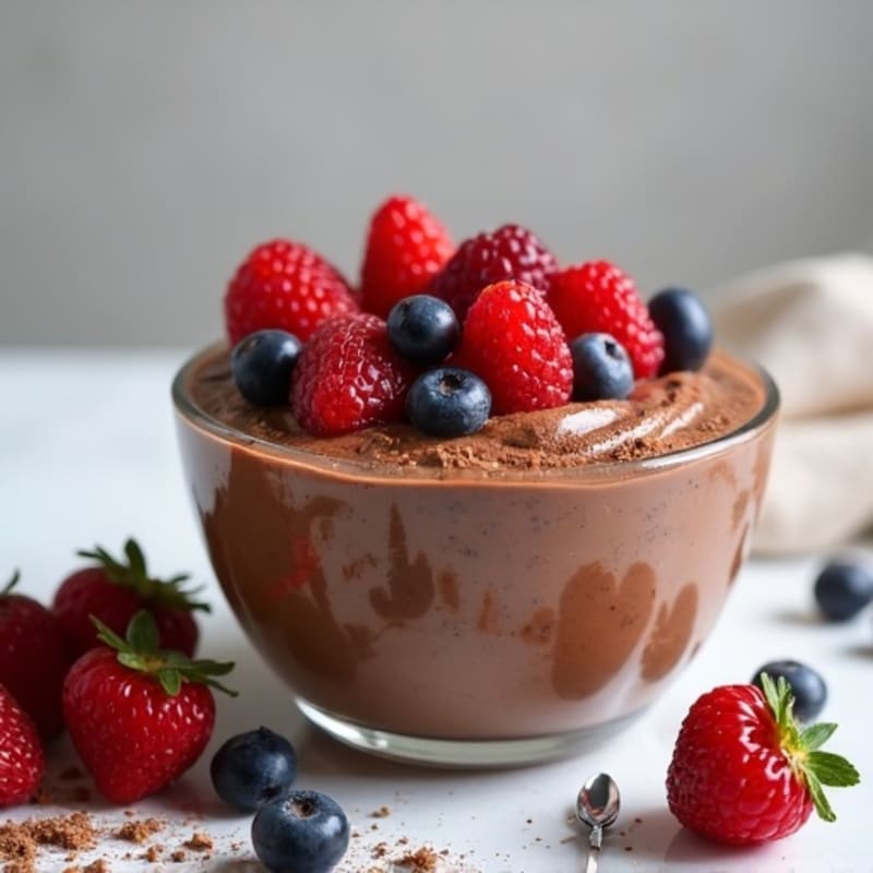 Silky Chocolate Protein Pudding with Mixed Berries