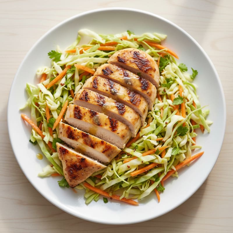Grilled Chicken Breast with Crunchy Cabbage Slaw