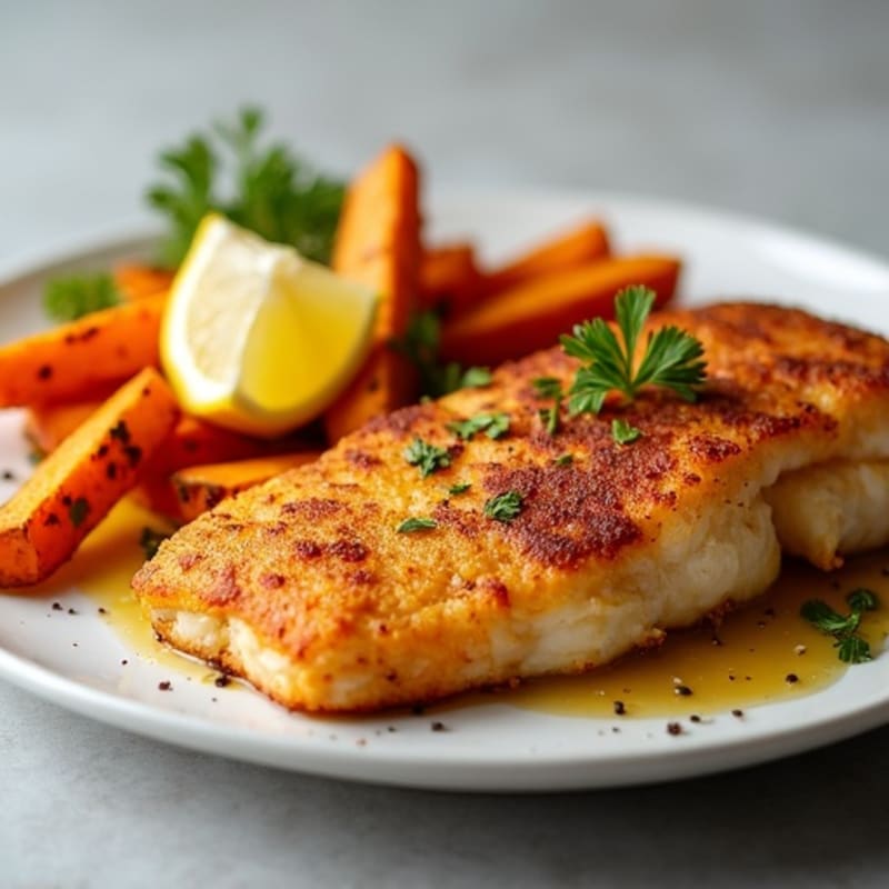 Crispy Baked Cod with Roasted Sweet Potato Fries