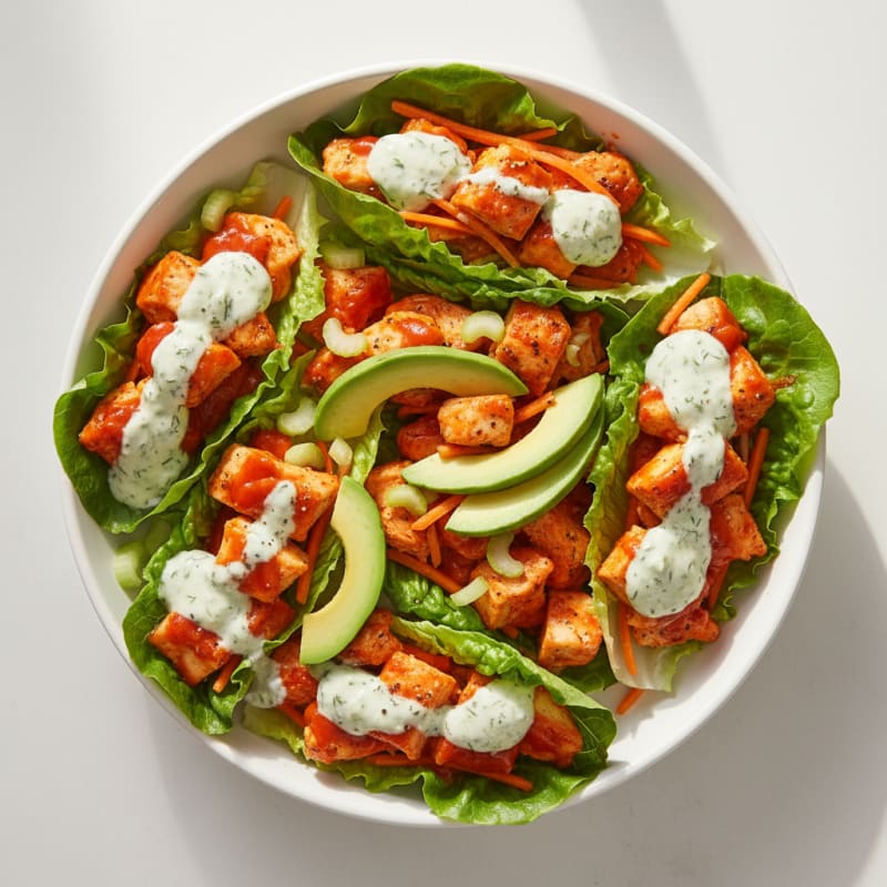 Buffalo Ranch Chicken Lettuce Wraps
