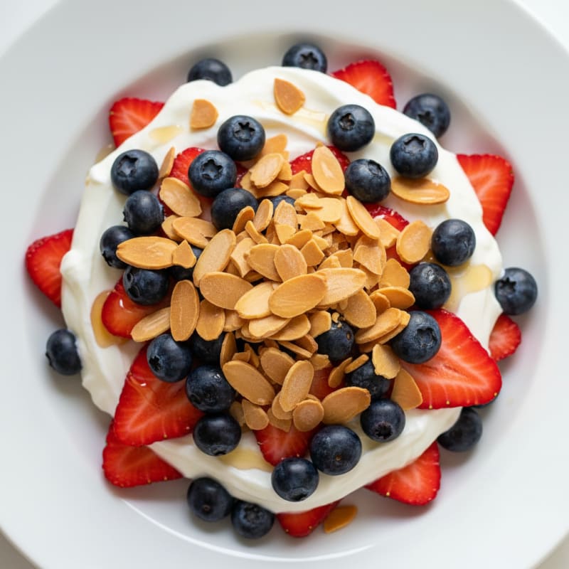 Greek Yogurt Parfait with Berries and Crunchy Almonds
