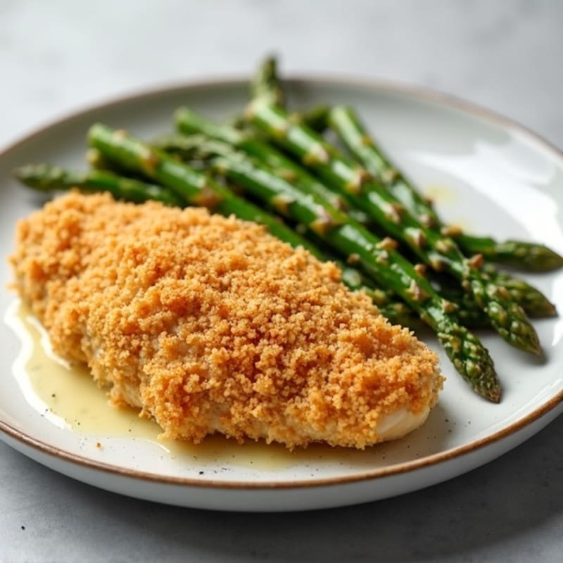 Crispy Buttermilk Baked Chicken with Roasted Asparagus
