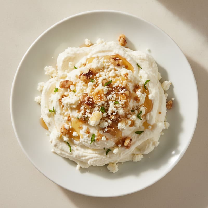 Greek Yogurt Protein Mousse with Prodough and Feta Crumble