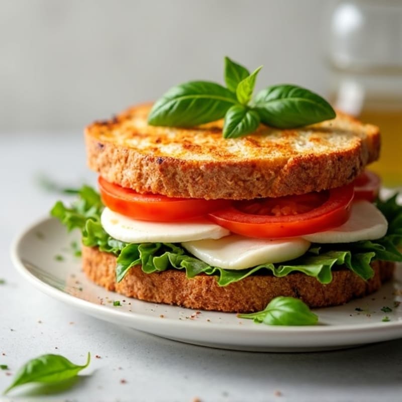 Grilled Fresh Mozzarella, Tomato, and Basil Sandwich