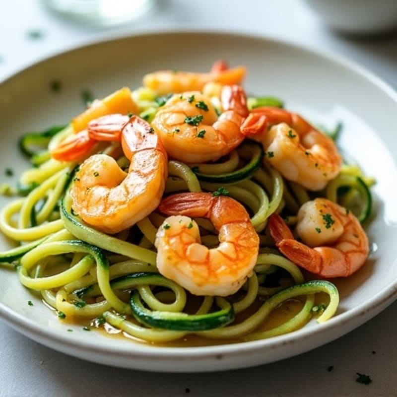 Pan-Seared Lemon Garlic Shrimp with Fresh Zucchini Noodles
