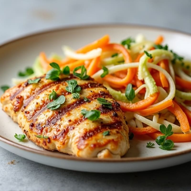 Grilled Chicken Breast with Crunchy Cabbage Slaw