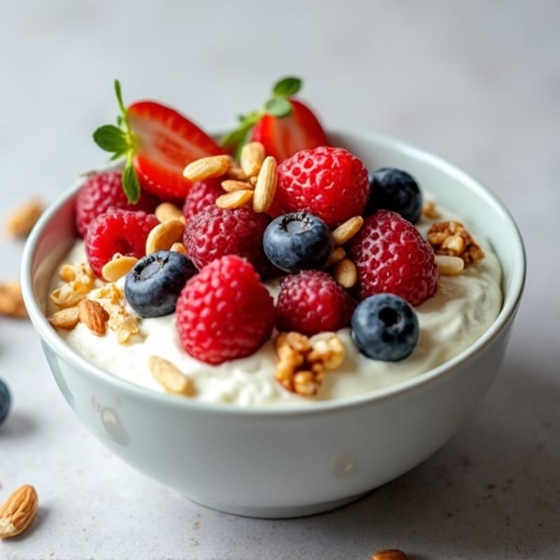 Creamy Cottage Cheese Bowl with Fresh Berries and Toasted Nuts