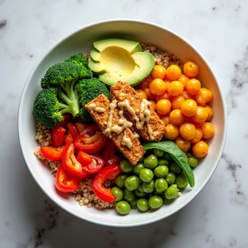 Crispy Chickpea and Roasted Vegetable Buddha Bowl