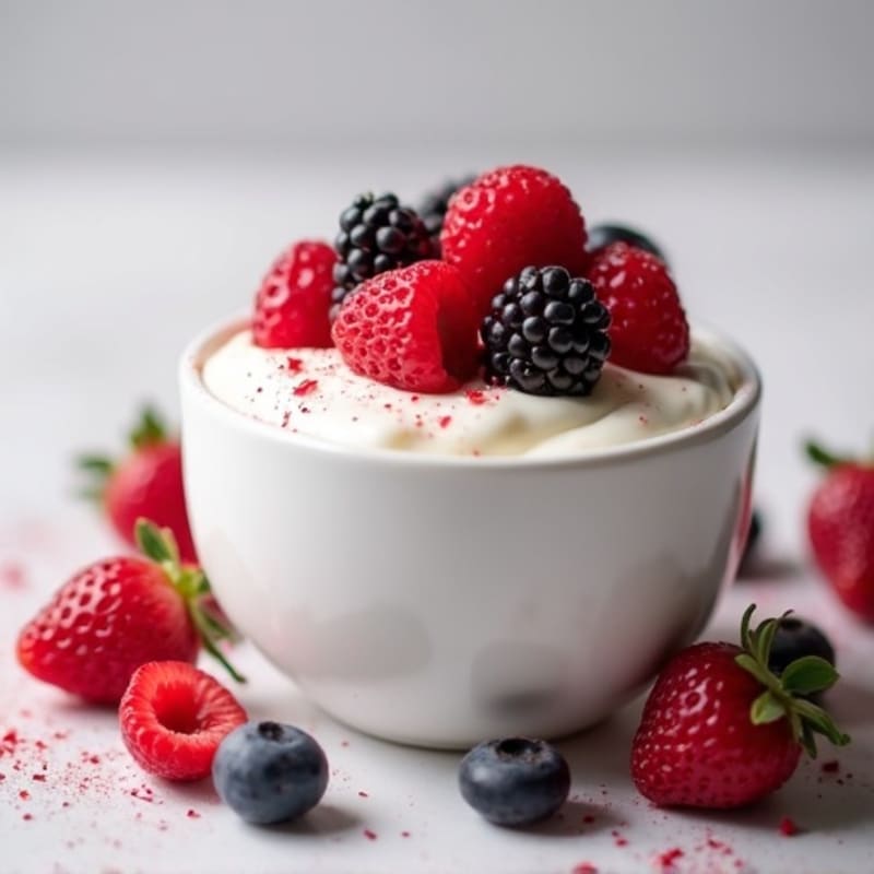 Silky Greek Yogurt Protein Mousse with Mixed Berries
