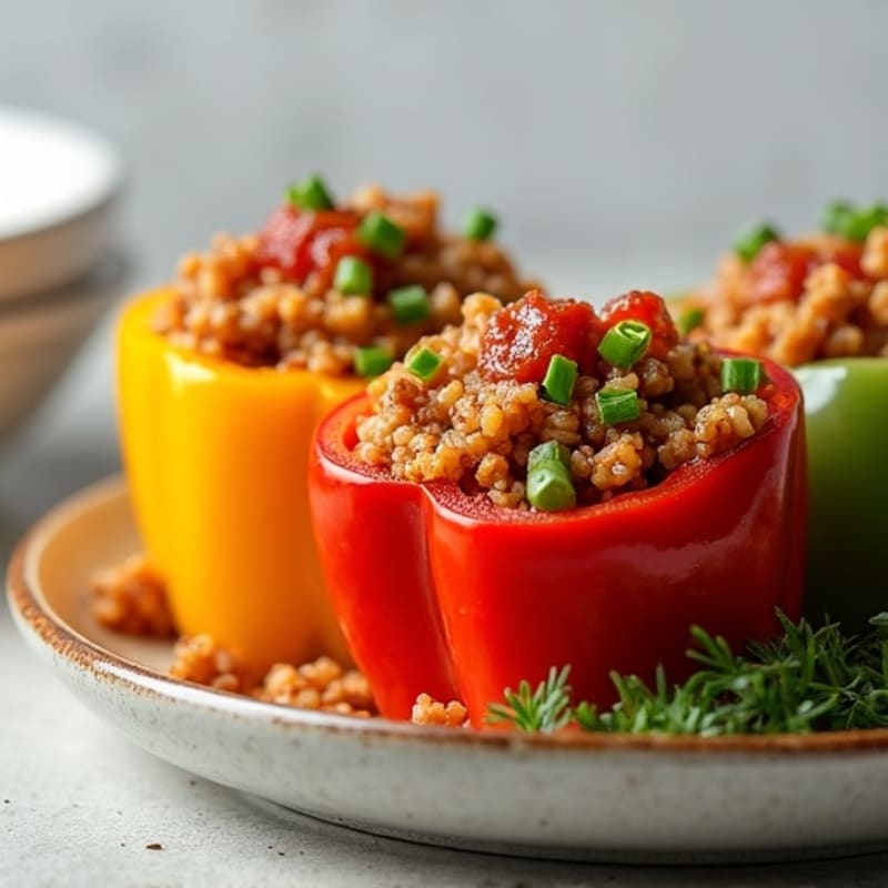 Baked Lean Ground Turkey Stuffed Bell Peppers
