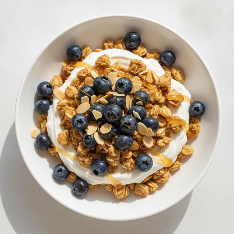 Creamy Greek Yogurt Parfait with Almond Butter Oats and Berries