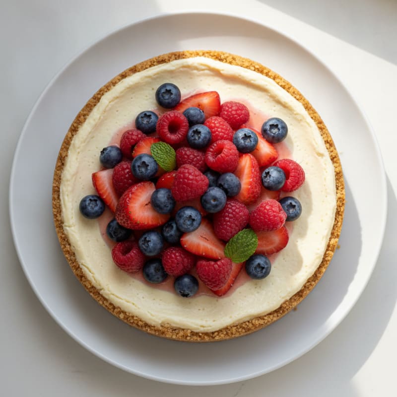 Greek Yogurt Protein Cheesecake with Mixed Berries